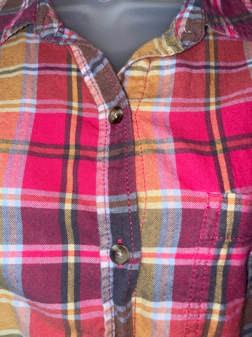 Upcycled Sonoma Rolling Stones Plaid Button-Down Shirt with rhinestones - Picture 12 of 15